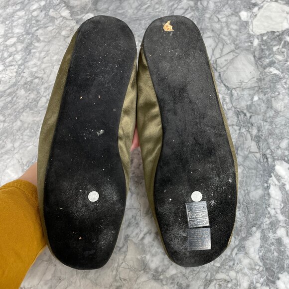 Prada Satin Loafers with Shoe Bag Olive Green 37 - Picture 7 of 14